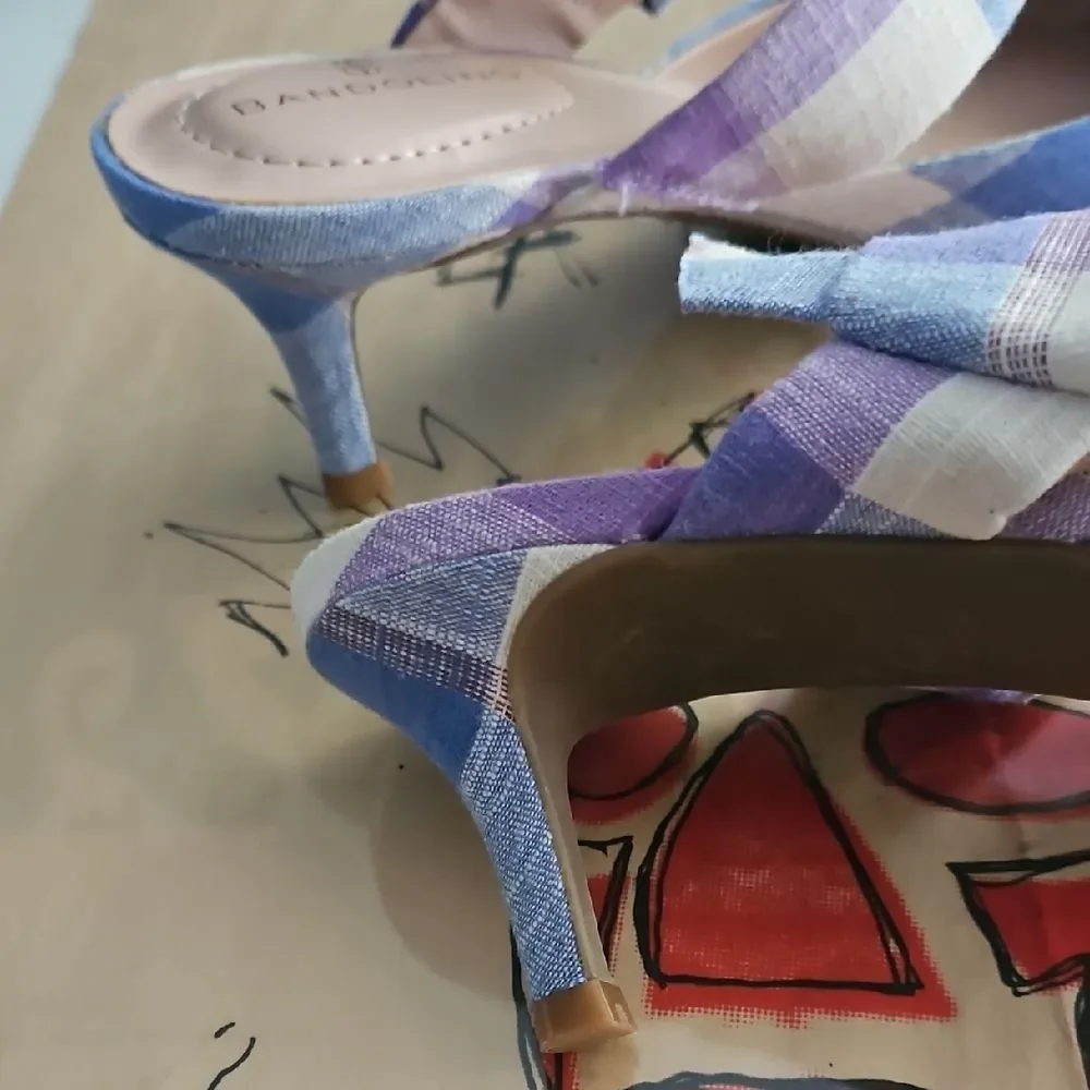 Bandolino Plaid Purple and Cream Heels